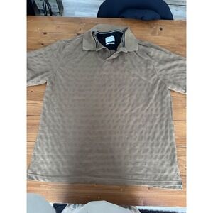 Rugby University Mens 3X Polo Shirt Tan Brown Textured Knit Short Sleeve Top